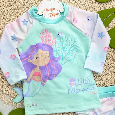 Linha Praia Blusa M/L e Calcinha Little Mermaid  - Verde Agua